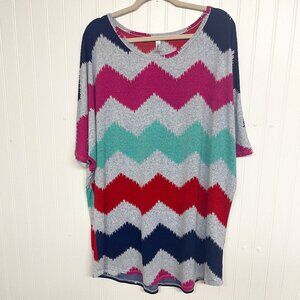 Auditions Chevron Relaxed Fit Oversized Top Size 3 Festive Grandma core Party
